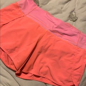 Women’s lululemon neon pink run times shorts